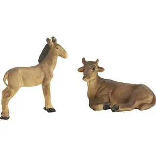 FADEDA 2X Ochs und Esel/Höhe:4 cm/handbemalt/detailgetreue Krippen Figuren - Weihnachten Tisch Dekoration Krippe Zubehör