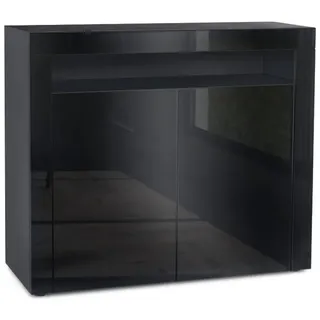 Vladon Valencia 108 x 92 x 40 cm Schwarz matt/Schwarz Hochglanz