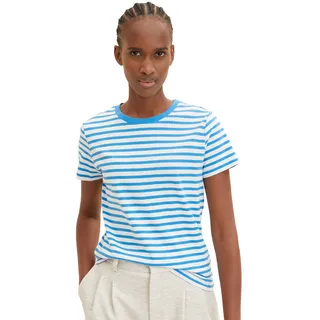 Tom Tailor Denim Damen T-Shirt MODERN STRIPE Relaxed Fit Weiß Blau Stripe 31387 XS