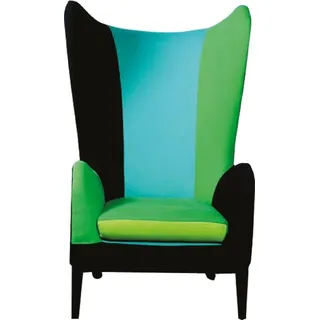 Casa Padrino Luxus Ohrensessel Schwarz / Türkis / Grün 80 x 79 x H. 131 cm - Designer Wohnzimmermöbel