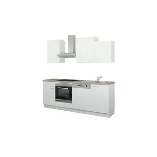 Küchenzeile mit Elektrogeräten  Erfurt , weiß , Maße (cm): B: 220