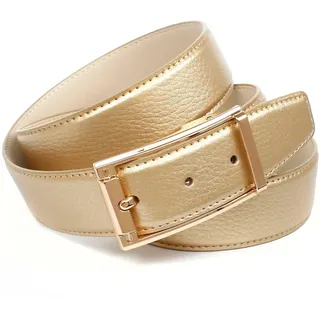 Ledergürtel ANTHONI CROWN, Damen, Gr. 95, gold (goldfarben), Leder, unifarben, Gürtel Ledergürtel, im klassischen Design und glänzender Oberfläche