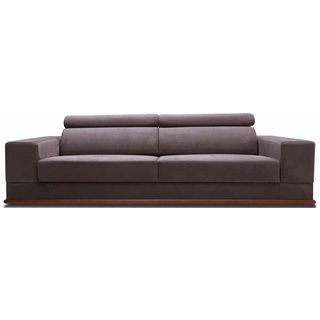Casa Padrino Luxus Samt Sofa mit klappbaren Kopf & Nackenstützen Lila / Braun 240 x 110 x H. 67 cm - Modernes Schlafsofa - Wohnzimmermöbel