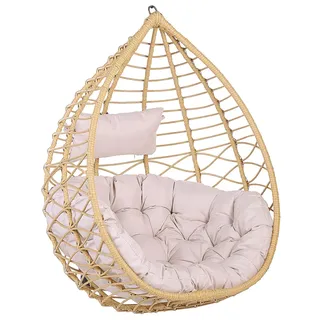 Moderner Hängekorbsessel Rattan ohne Gestell inkl. Kissen Beige Arsita
