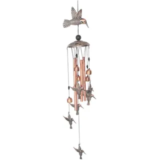 Xoeryoy Vogel-Windspiel für draußen, Windglocke aus rotbronzefarbenem Metall mit Kolibri-Design, 104 cm große Gartendekoration für Terrasse, Veranda und Hinterhof