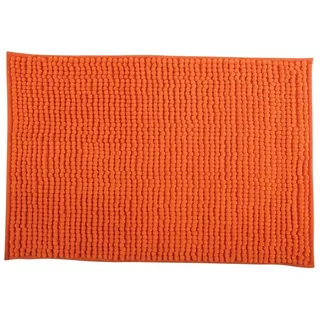 MSV Badematte CHENILLE, Höhe 12 mm, Badteppich, 100% Polyester Microfaser, Anti-Rutsch Beschichtung, mit praktischer Schlaufe zum Aufhängen, Waschbar 30°, Flauschig weich und warm, in 3 Größen erhältlich: 40 x 60, 50 x 80 und 60 x 90, viele angesagte Trendfarben, Polyester Microfaser, rechteckig orange rechteckig | 50 cm x 80 cm x 12 mm