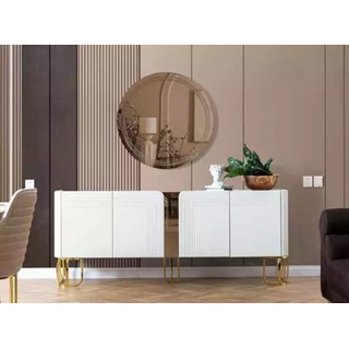JVmoebel Anrichte Wohnzimmer Sideboard Spiegel Set Luxus Modern Holz 2tlg (2 St., Sideboard + Spiegel), Made in Europa weiß