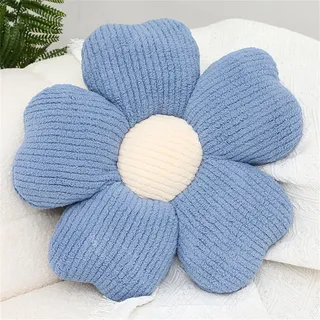 Chickwin Süße Blumenkissen, Blumenboden Kissen Blumenförmiges Plüsch Weiches Blumen Kissen Aesthetic Kawaii Blumenform Kissen für Zimmer Hause Sofa Dekoration (45 * 45CM,Blau)