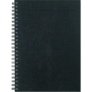 Zettler Wochenplaner Balacron schwarz A5 Ringbuch 2025 - Buchkalender 2025