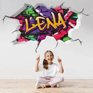 tjapalo® vr200 3D Wandtattoo Graffiti Name Wandaufkleber Kinderzimmer Mädchen wandtattoo Teenager Cool Wandtattoo Kinderzimmer Name, Größe: B40xH23cm