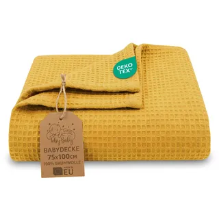 Totsy Baby Waffeldecke Baby Ganzjahresdecke Babydecke 75x100 cm - Kinder Baumwoll Waffelpiqué atmungsaktiv leichte Übergangsdecke Decke – Kinderwagendecke Tagesdecke Neugeborene Oeko-Tex Toffee