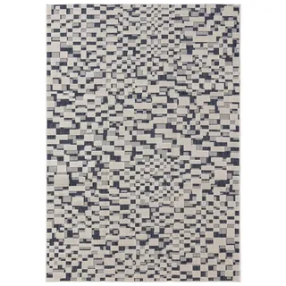 benuta Basic In- & Outdoor Teppich Kaleo - Blau/Weiß 80x150 cm - Geometrische Muster - Wetterfest & UV-beständig für Balkon, Terrasse, Garten, Küchenteppich & Wohnzimmerteppich - Leicht zu Reinigen