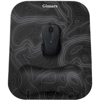 Gimars Mauspad mit Gelkissen, Ergonomisches Mousepad mit Handauflage, Gel Memory Foam Wasserdicht Mauspads mit Handgelenkauflage für Computer Laptop Offfice Heim, Topographische Karte