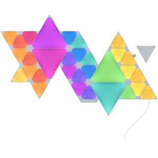 Nanoleaf Shapes Mini Triangle Starter Kit Bundle, 32 Smarten Dreieckigen LED Panels RGBW (28 Mini + 4 Dreiecke) - Modulare WLAN 16 Mio Farben Wandleuchte Innen, Musik & Bildschirm Sync, Deko & Gaming