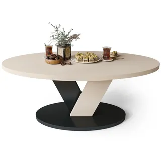 designimpex Couchtisch Design Couchtisch Lova oval Wohnzimmertisch ovaler Tisch Sofatisch, Funktionstisch, Wohnzimmertisch, Tisch, Esstisch, Sofatisch, Rollen beige|schwarz