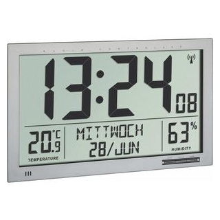 TFA Wanduhr 60.4517.54 XL Funkuhr digital, 37 x 23 cm, Wecker, Thermo-Hygrometer, Datum