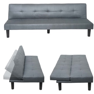 3er-Sofa MCW-G11, Couch Schlafsofa Gästebett Bettsofa Klappsofa, Schlaffunktion 195cm ~ Stoff/Textil, grau
