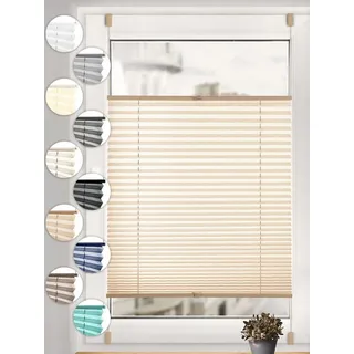 Sonello Plissee ohne Bohren Rollo Klemmfix für Fenster & Tür Lichtschutz, blickdicht, ohne Bohren, verspannt, Klemmfix, 30cm x 120cm Beige Faltrollo, Easyfix, Sonnenschutzrollo, Jalousie beige 30 cm x 120 cm
