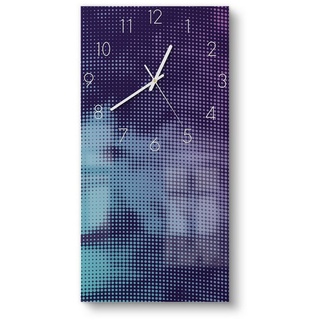 DEQORI Wanduhr 'Türkis-pinker Farbdunst' (Glas Glasuhr modern Wand Uhr Design Küchenuhr) blau|rosa 30 cm x 60 cm