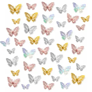 3D Schmetterlinge Deko 48 Stück Metallic Schmetterling Wandaufkleber | Wandschmetterlinge Rosegold Gold Silber, für Wohnzimmer Kinderzimmer Hochzeit Geburtstag Party Dekoration