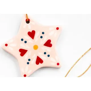 scandi Anhänger Weihnachten aus Keramik Stern rosa