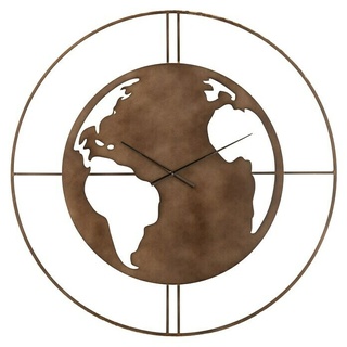 Wanduhr rund Weltkarte  (Dunkelbraun, Durchmesser: 90 cm, Metall)