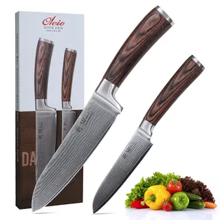 Wakoli EDIB Santokumesser 17 cm 2-tlg. Damaststahl Pakkaholzgriff