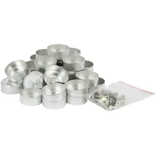 Teelichthalter aus Metall inkl. Docht (30x) Set Teelichthüllen zum herstellen von Kerzen und Teelichter, Candle Wick, Kerzen selber machen