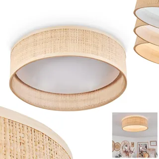 LED Deckenleuchte Wynona, dimmbare Deckenlampe aus Rattan/Kunststoff in Natur/Weiß, über herkömmlichen Lichtschalter dimmbar, Leuchte im skandinavischen Design, LED 24 Watt, 3000 Kelvin, 3100 Lumen
