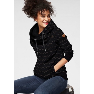 Ragwear Sweater »GRIPY BUTTON CHEVRON O«, Hoodie mit hochschießendem Schalkragen mit Zierknopfbesatz, schwarz