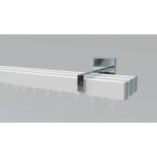 INDEKO Gardinenstange Paneelwagen 3-läufig Ø 0 mm 250 cm Grau/Weiß
