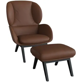 FLEXLUX Ohrensessel Adria Designsessel, Loungesessel, Stil & Komfort, organische Form, Fuß Holz schwarz braun
