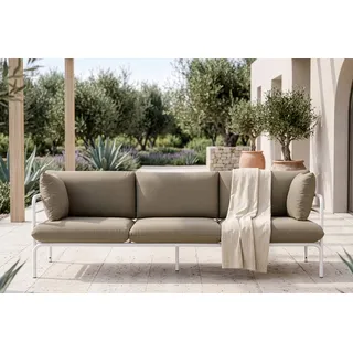 KONSIMO® Loungesofa RAMBE Sofa 3-Personen, Superrobuste Bezugsstoffe, Gartensofa, lackierter Stahlrahmen, hergestellt in der EU beige 225 cm x 80 cm x 80 cm