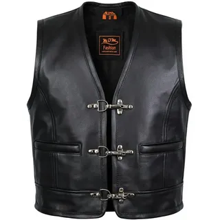 MDM Motorradweste Herren Biker Lederweste Rindsleder seitlich geschlossen (mit 3 Karabinern als Verschluss) An den Seiten geschlossen, platz für Side Rocker 2XL