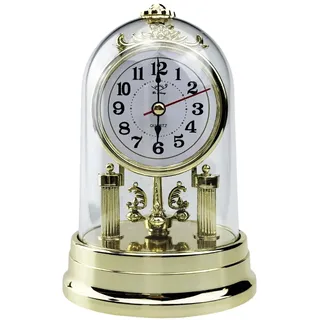 Flylin Kaminuhr, europäischer Stil, antike stille Tischuhr mit batteriebetrieben, Retro-Tischuhr für Wohnzimmer, Schlafzimmer, Büro, Heimdekoration, Innendekoration (Gold)
