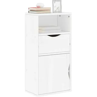 Owoxanthellate Beistellschrank ODDA Weiß Massivholz Kiefer 40x24x79 cm, kleine Kommode mit Schublade & Fach, schmales Sideboard für Schlafzimmer Flur Wohnzimmer