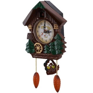 AUNMAS Kuckuck Wanduhr, Schwarzwalduhr mit Kuckuck Handwerk Vintage Wall Clock Modische Holz Baumhaus Uhr für Schlafzimmer Wohnzimmer Schule Büro Dekoration