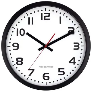 EUROTIME Funkwanduhr EUROTIME Funk-Wanduhr Ø 40cm, Edelstahl schwarz
