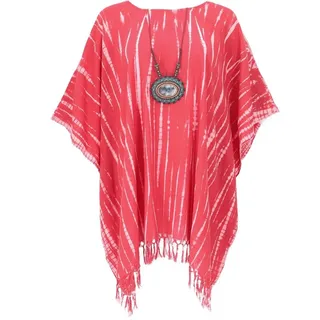 Guru-Shop Longbluse Batik Kaftan, Ibiza-Style Tunika, Boho.. alternative Bekleidung rot