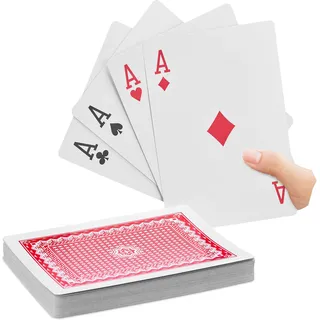 Relaxdays Pokerkarten, Jumbo 54 Karten, Weiß,Rot,Schwarz