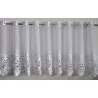 Stickereien Plauen Scheibengardine STICKEREIEN PLAUEN "Anika" Gr. 5, weiß, B:125cm H:45cm, Voile, Polyester, Gardinen, veredelt mit echter Plauener Spitze Stickerei