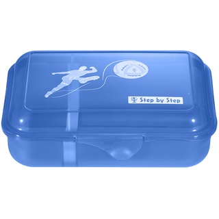 Step by Step Lunchbox Soccer Ben, Blau, mit Trennwand und Klickverschluss, spülmaschinenfest, BPA-frei, für Schule und Kindergarten, 0,9l