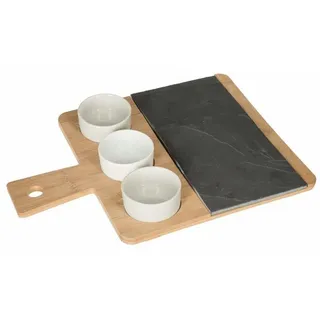 SECRET DE GOURMET - Aperitif Set aus Schiefer Bambus 4P