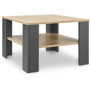 Juskys Couchtisch mit Ablage 60x60 cm - Dunkelgrau, Holzoptik