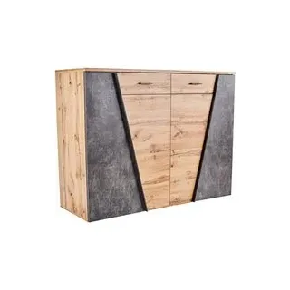 Sideboard Venedig Eiche Wotan Nachbildung Beton dunkel Optik B/H/T: ca. 160x112x40 cm - Eiche