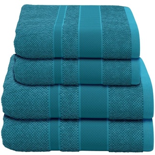 PANA Handtuch Frottierserie • Frottee Handtücher Set • Hautfreundliches Handtuch & Duschtuch • 100% Baumwolle • Ökotex Zertifiziert • 2 Handtücher / 2 Duschtücher • Petrol