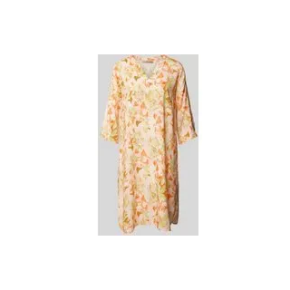 Knielanges Tunikakleid mit Allover-Muster, Rosa, M