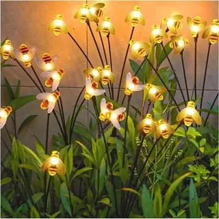 Kleine Solar-bienenlampe Für Den Außenbereich, Led-solarleuchte Mit Glühwürmchenstecker, Kleine Solarbetriebene Bienenlampe, Solar-gartenleuchte – 6 Leds