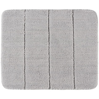 WENKO Badteppich Steps Light Grey, 55 x 65 cm - Badematte, rutschhemmend, außergewöhnlich weiche und dichte Qualität, Polyester, 55 x 65 cm, Hellgrau