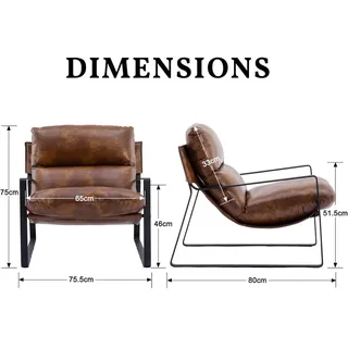 luxuskollektion Ohrensessel 72 x 71 x 70 cm Leder Braun mit Kissen